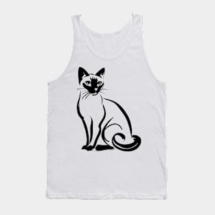 Stick figure of Siamese cat in black ink Tank Top